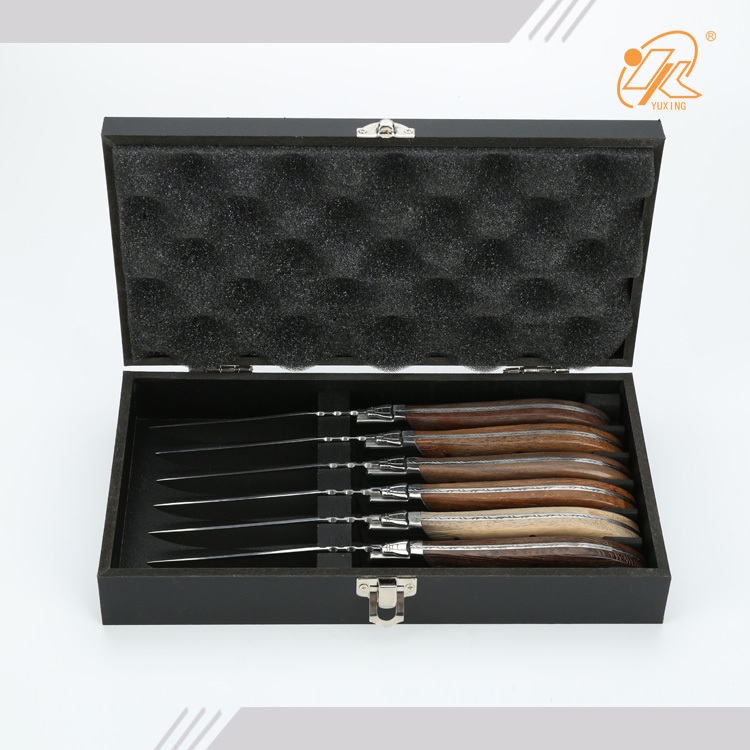 Hot sale best price Laguiole stainless steel wooden handle carving knife set kitchen accessories steak knives set with gift box