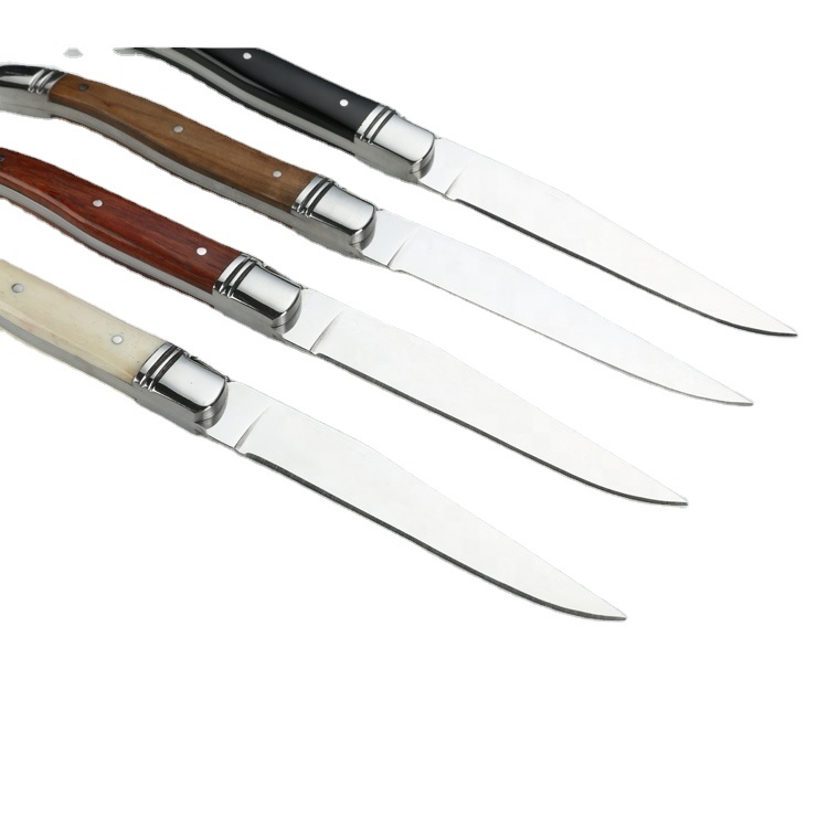 Most popular hot sale 6 pcs laguiole steak knives with horn or bone handle from china supplier
