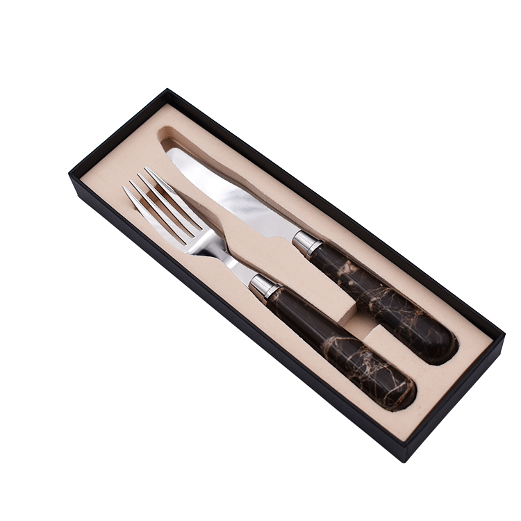 High quality elegant stainless steel knife and fork cutlery set christmas tableware marble cutlery set