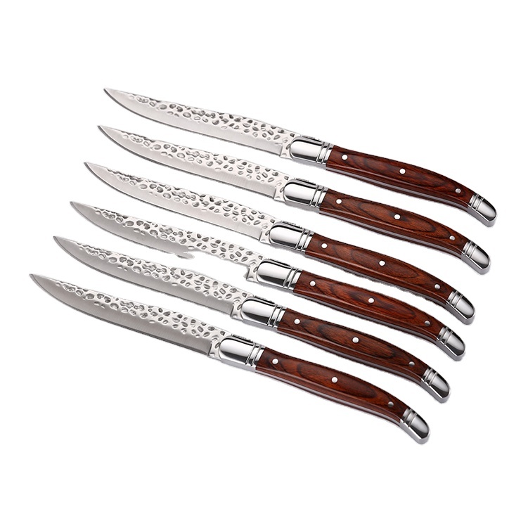New design Lux Style Stainless Steel Wood Steak Knives set
