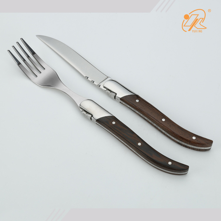 New design high quality wooden handle laguiole stainless steel steak knife set kitchen accessories for table kitchen