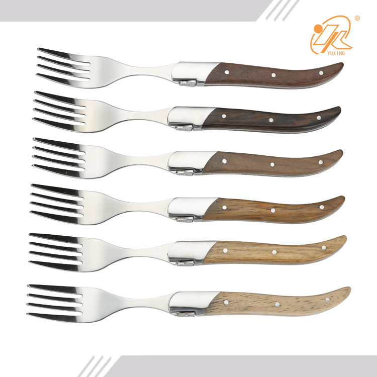 OEM france laguiole wooden handle stainless steel steak fork dinner fork kitchen accessories for kitchen and table