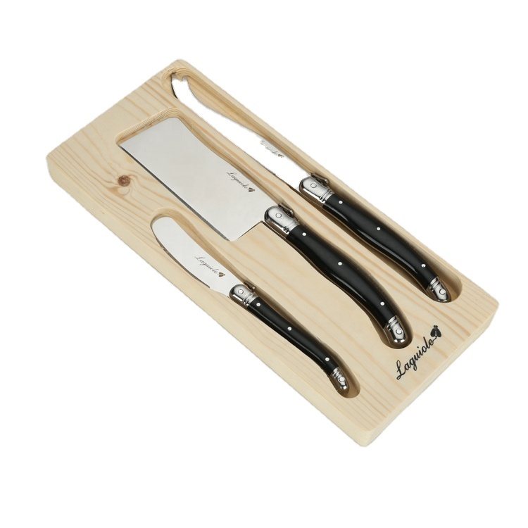 Free sample 3 pcs plastic handle hot sale france laguiole utility cheese knife kit