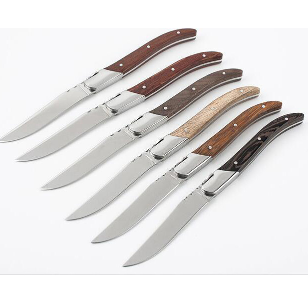 Laguiole stainless steel wooden handle steak knives flatware set cutlery set dinner knife