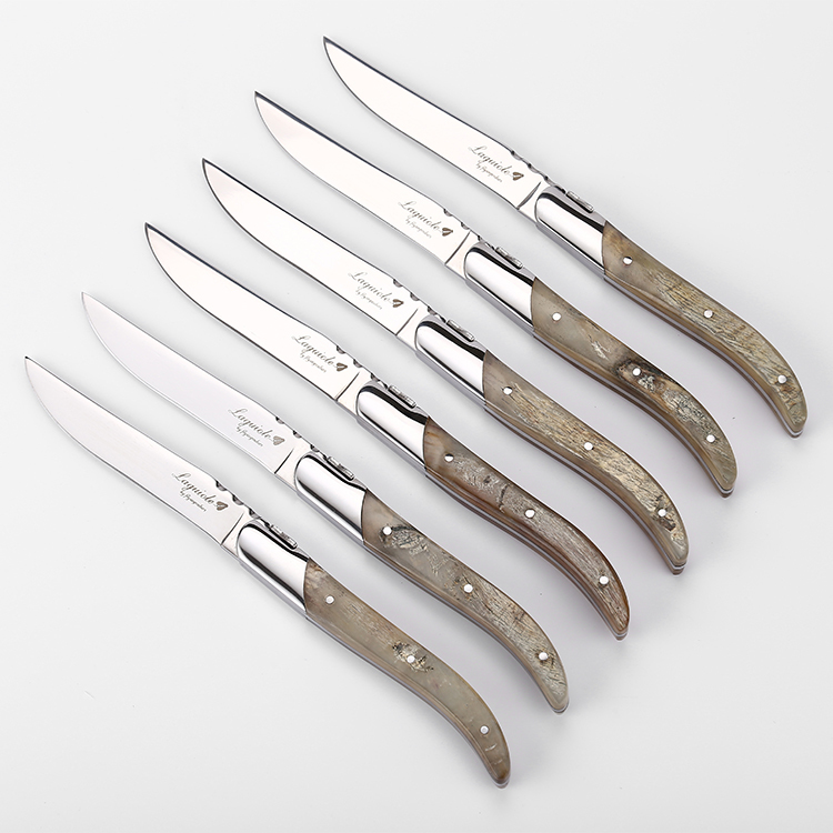 Horn sheep Handle Stainless Steel Steak Knife Set cutlery set flatware set with gift box