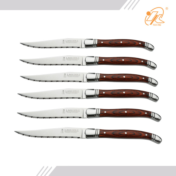 Factory price high quality stainless steel wooden handle steak knives kitchen accessories with gift box