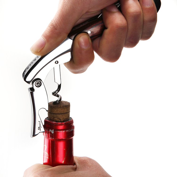 Corkscrew spiral Wine Bottle Opener with Foil Cutter Waiters Double Hinged Corkscrew