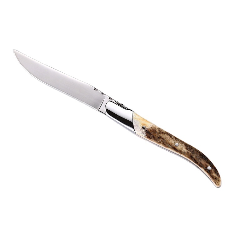 High-end kitchen knife  meat slicer steak knife with  true antler handle