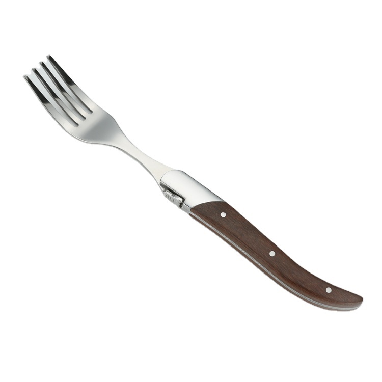 factory directly sale High quality steak fork stainless steel nature wood dinner fork