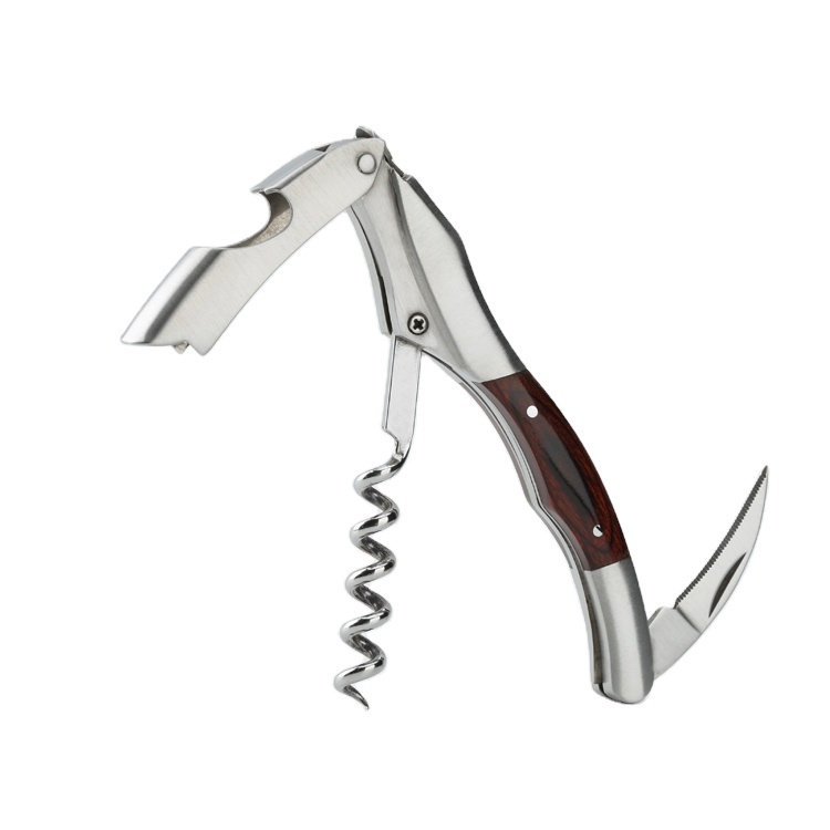 Durable Fashionable pakka wood Handle Wine Opener Multi-funation Corkscrew with Beer Bottle Opener  with Foil Cutter